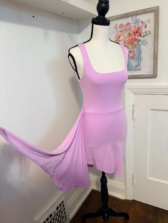 Wilfred Saturn Mini Dress Pink Wrap Tie Asymmetric Hem Square Neck Size S - Picture 2 of 11